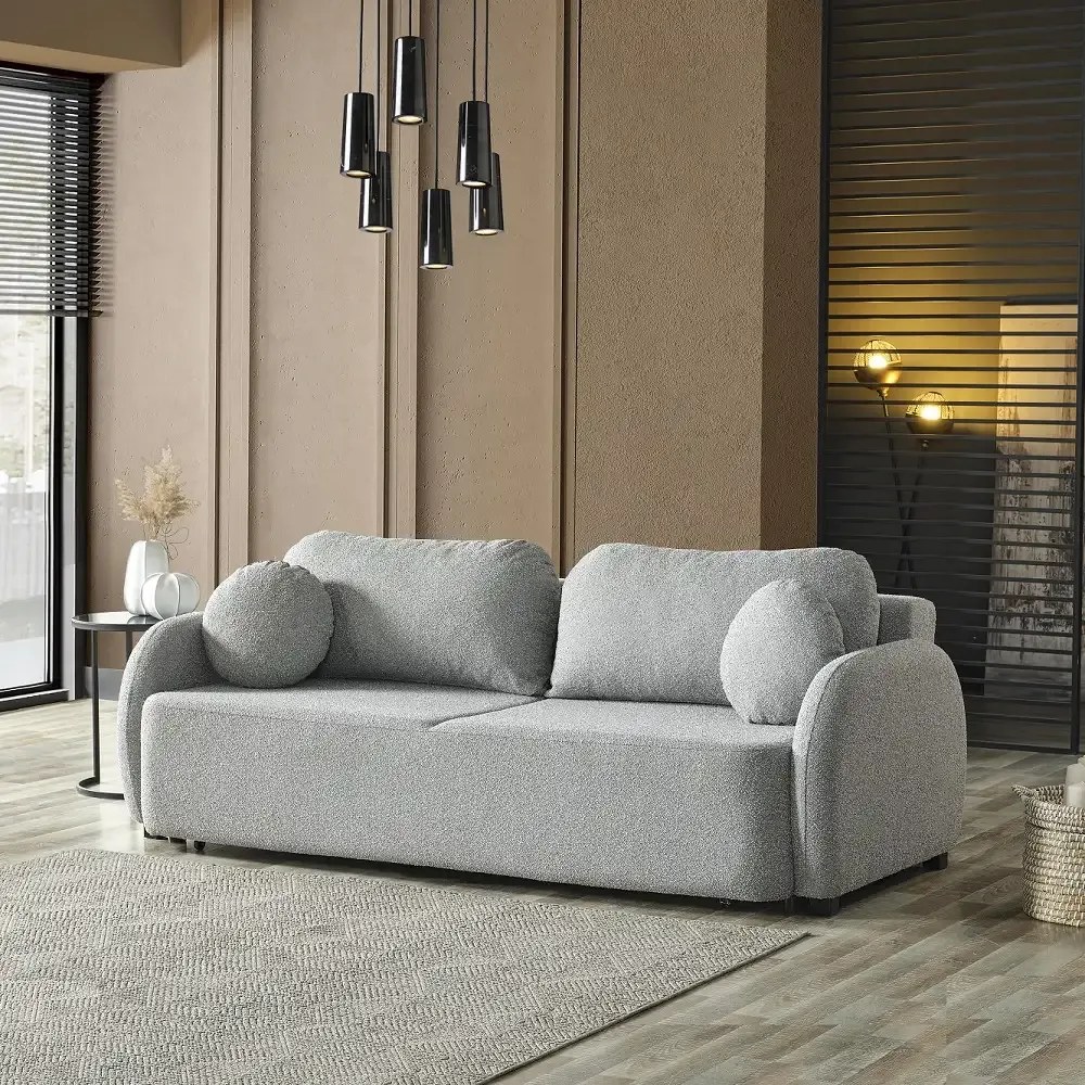 Canapea extensibila 3 locuri cu lada 226cm – stofa bej – Nova