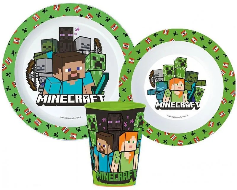 Minecraft set de masă, set micro din plastic, pahar 260 ml