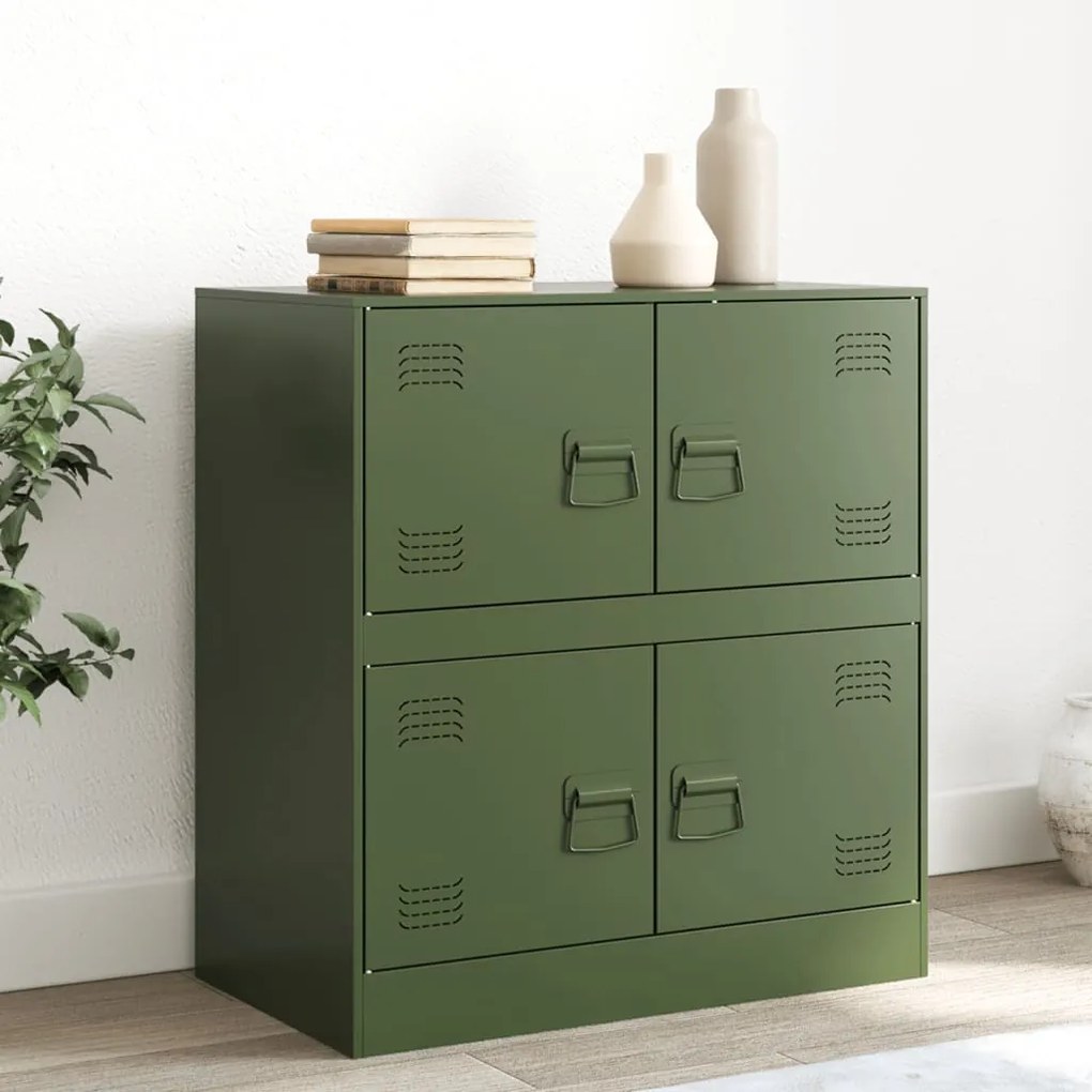 Bufeta verde maslina 67x39x73 cm otel