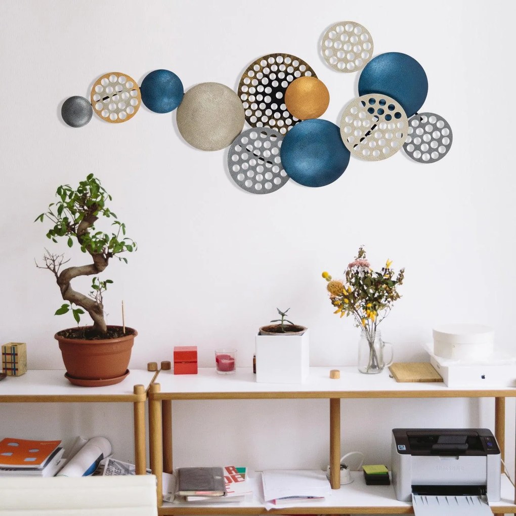 Decoratiune de perete Metal Enzo, Multicolor, 8x42x90 cm