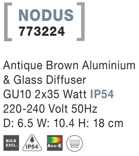 Aplica perete ambientala de exterior IP54 NODUS maro antic NVL-773224