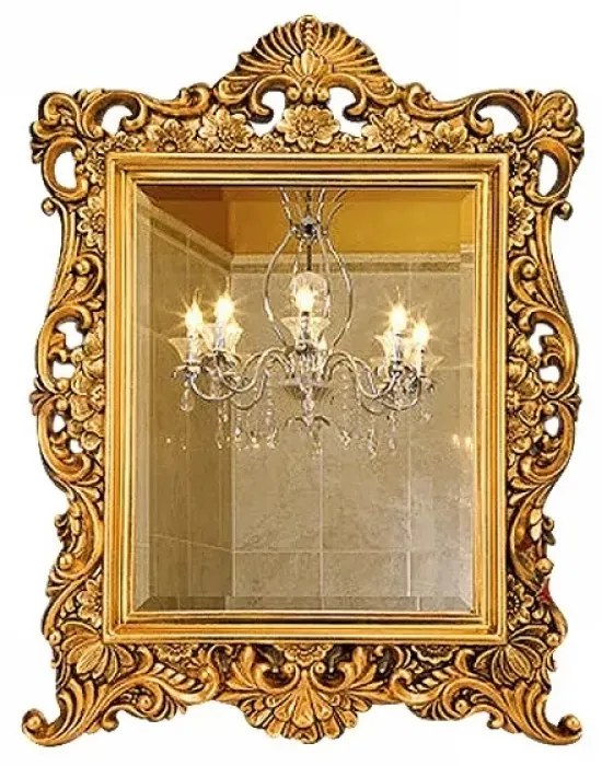 Oglindă decorativa de perete, cu ramă auriu antic, 64x84 cm