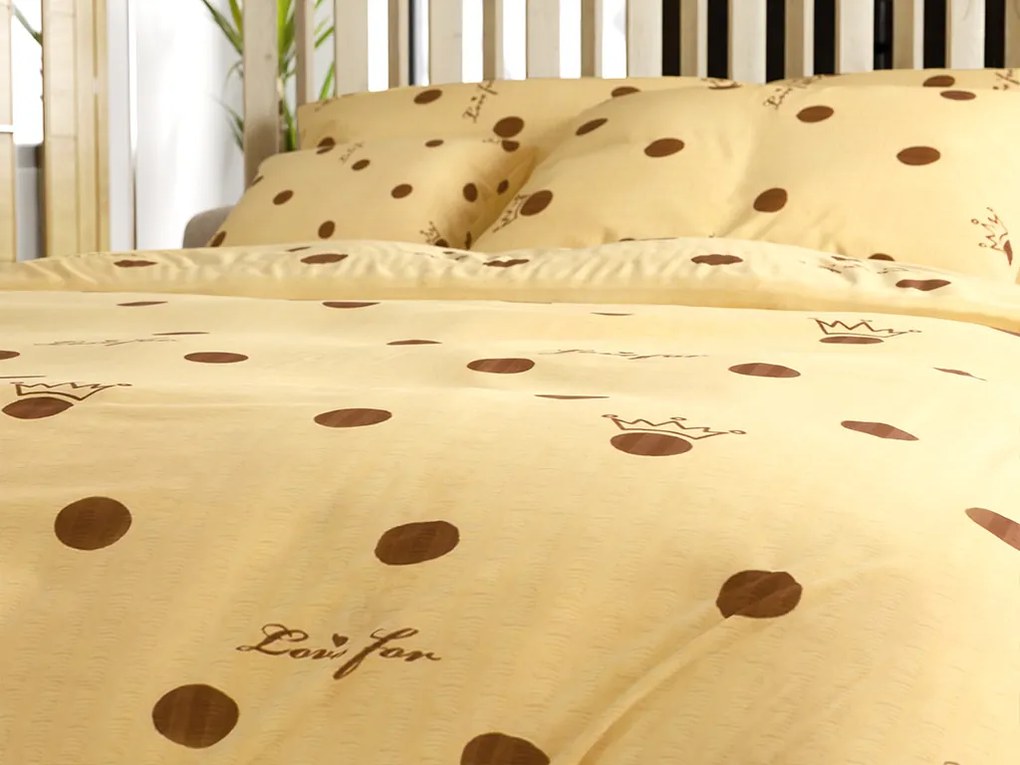 Lenjerie de pat creponata LOVE FOR crem Dimensiune lenjerie de pat: 70 x 90 cm | 140 x 200 cm