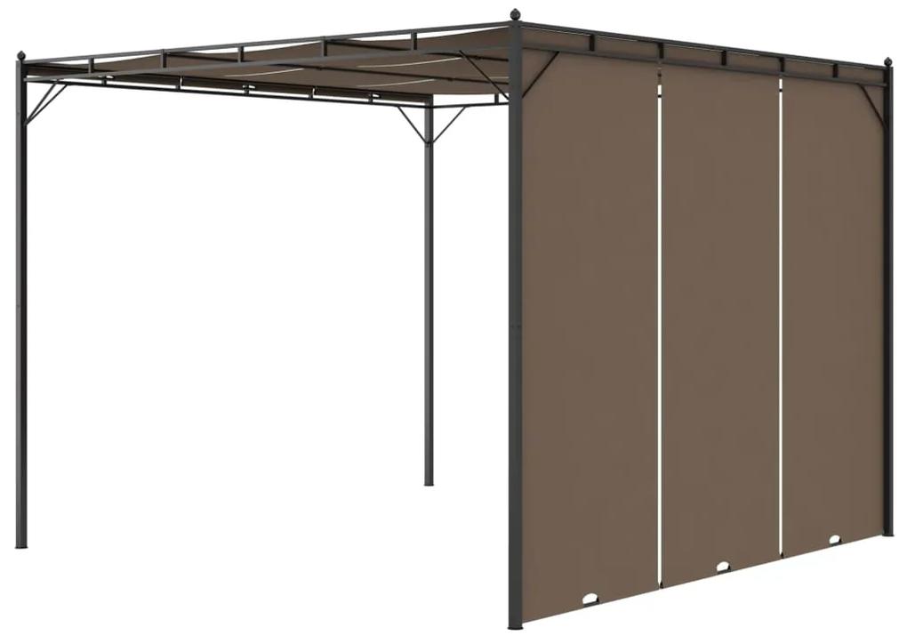 Pavilion de gradina cu perdea laterala, gri taupe, 3x3x2,25 m 3 x 3 x 2.25 m
