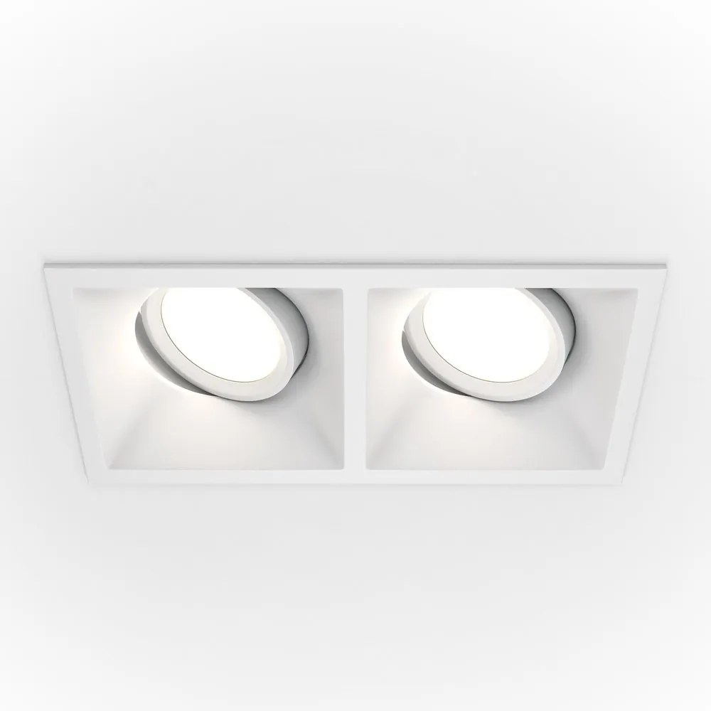 Corp incastrabil cu 2 spoturi directionabile design tehnic Dot alb