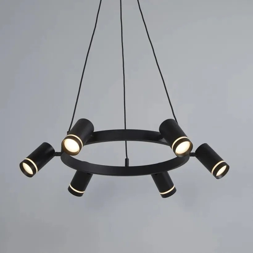 Lustra LED suspendata cu 6 spoturi directionabile, Laser negru