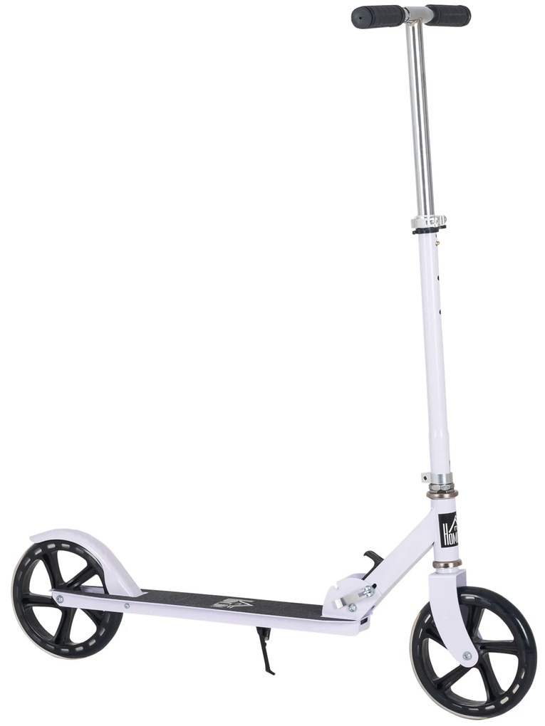 HOMCOM Trotinetă Pliabilă, Ghidon Reglabil pe 4 Nivele, Sistem de Frânare în Spate pentru Copii și Adolescenți, Greutate Max. 100 kg, Dim. 88L x 37l x 75-100H cm, Alb | Aosom Romania