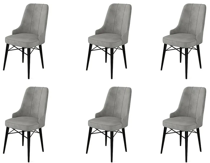 Set de scaune de sufragerie Pare Grey and Black, 6buc.