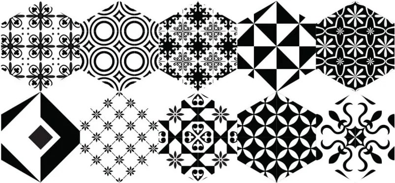 Set 10 autocolante de podea Ambiance Hexagons Nemesio, 40 x 90 cm