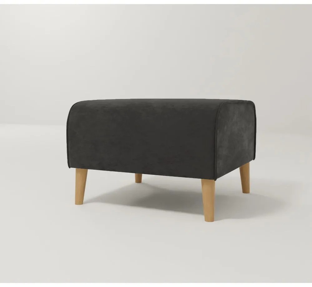 Taburet gri închis cu tapițerie din catifea Carole – Ropez