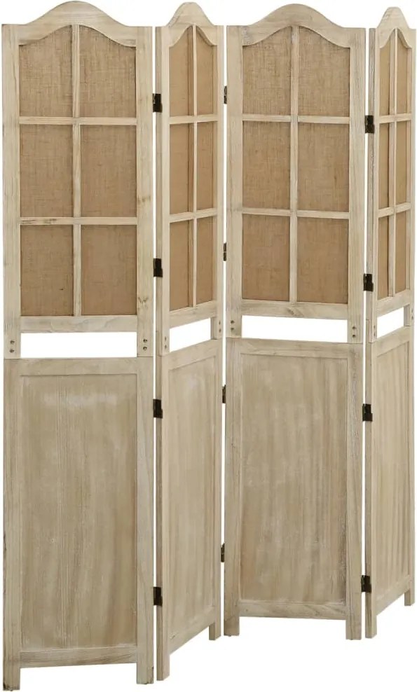 vidaXL Paravan de cameră cu 4 panouri, maro, 140x165 cm, textil