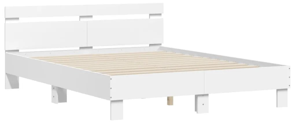 3207413 vidaXL Cadru de pat cu tăblie, alb, 150x200 cm, lemn prelucrat