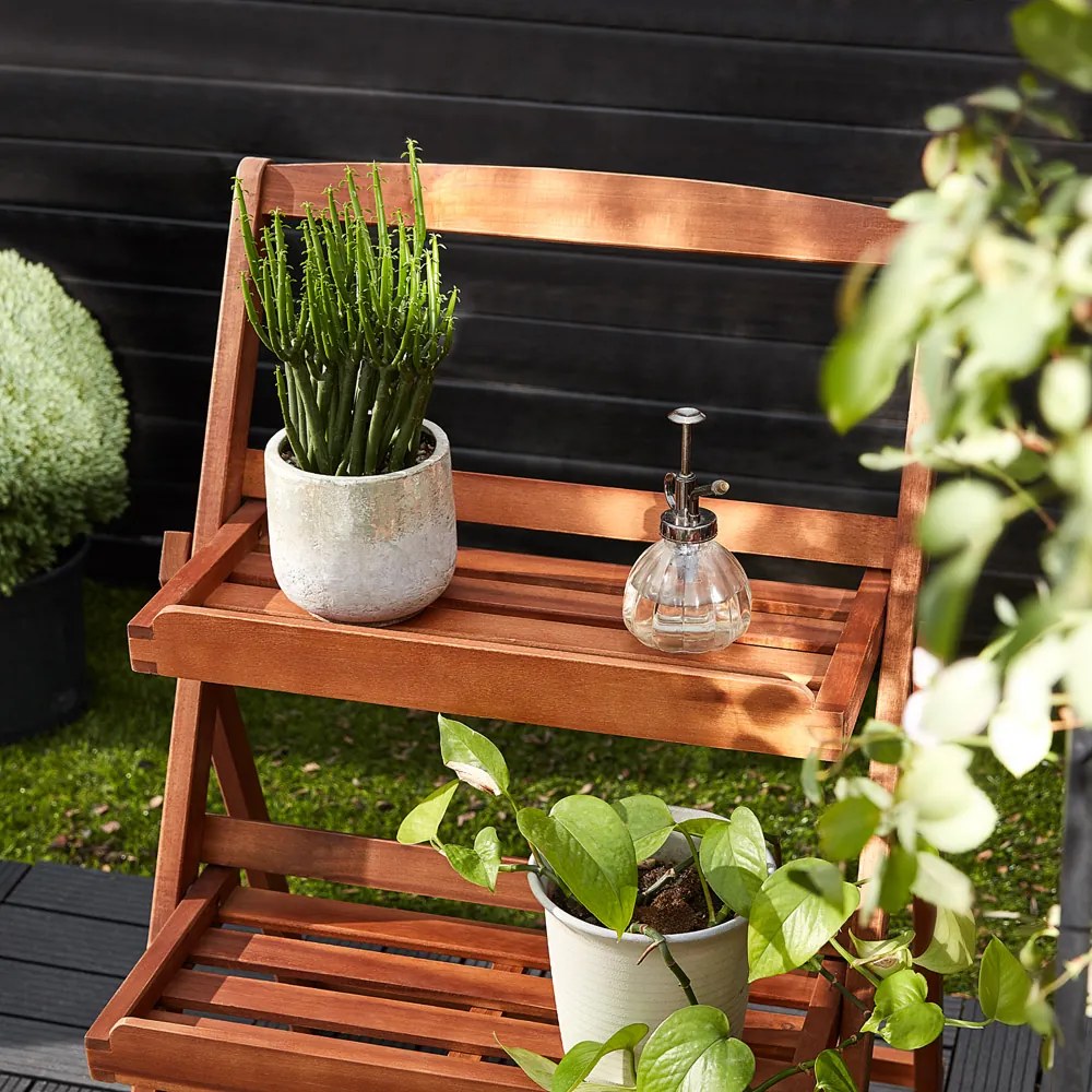 Suport de lemn pentru flori TULIP, 3 niveluri, 56x59x79cm, maro Casaria