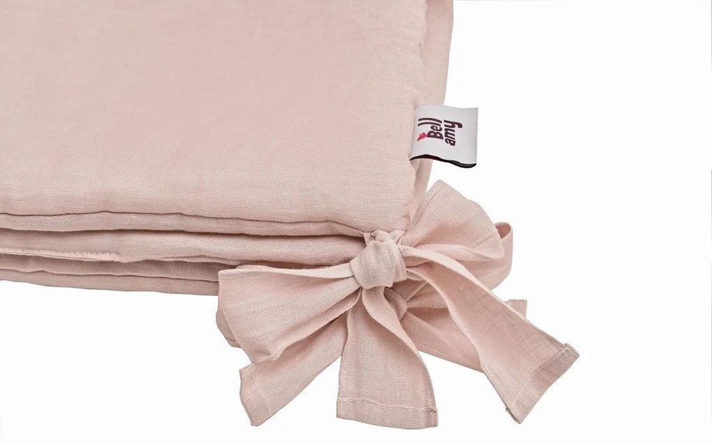 Mantinela de protectie din in roz pentru patut DUSTY PINK