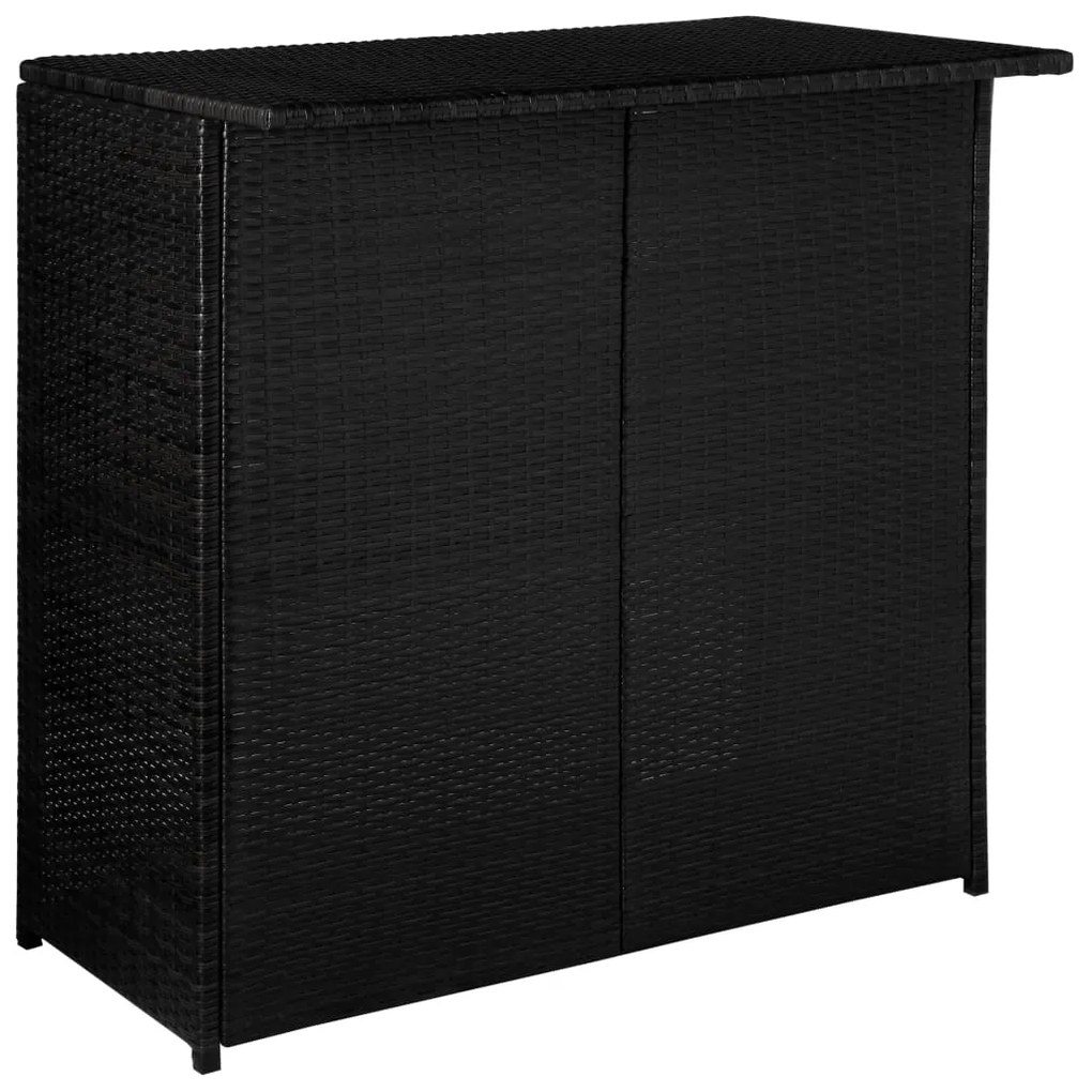 44175 vidaXL Set mobilier bistro cu perne, 3 piese, negru, poliratan