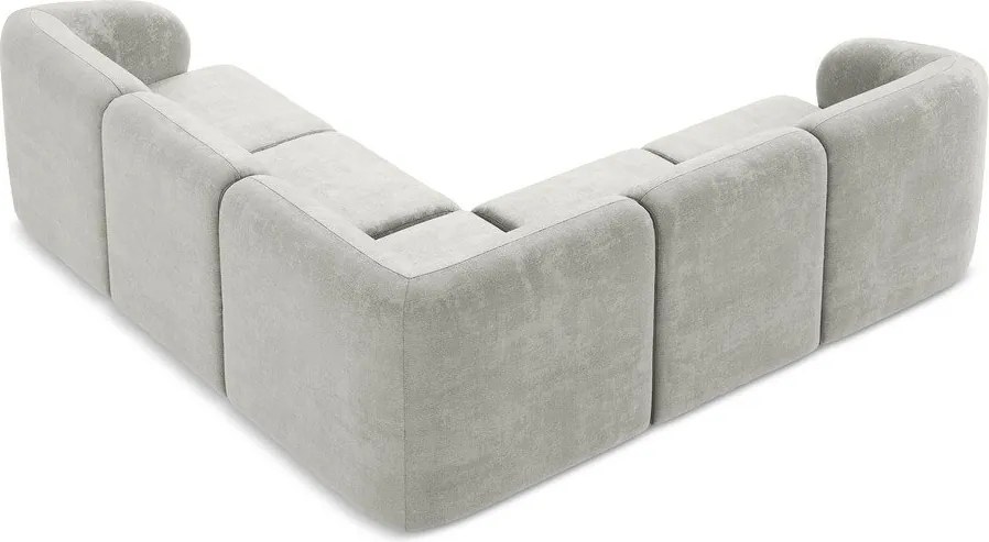 Colțar gri deschis cu tapițerie din chenille Lani – Makamii