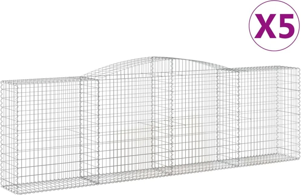 vidaXL Coșuri gabion arcuite 5 buc, 400x50x120/140 cm, fier galvanizat