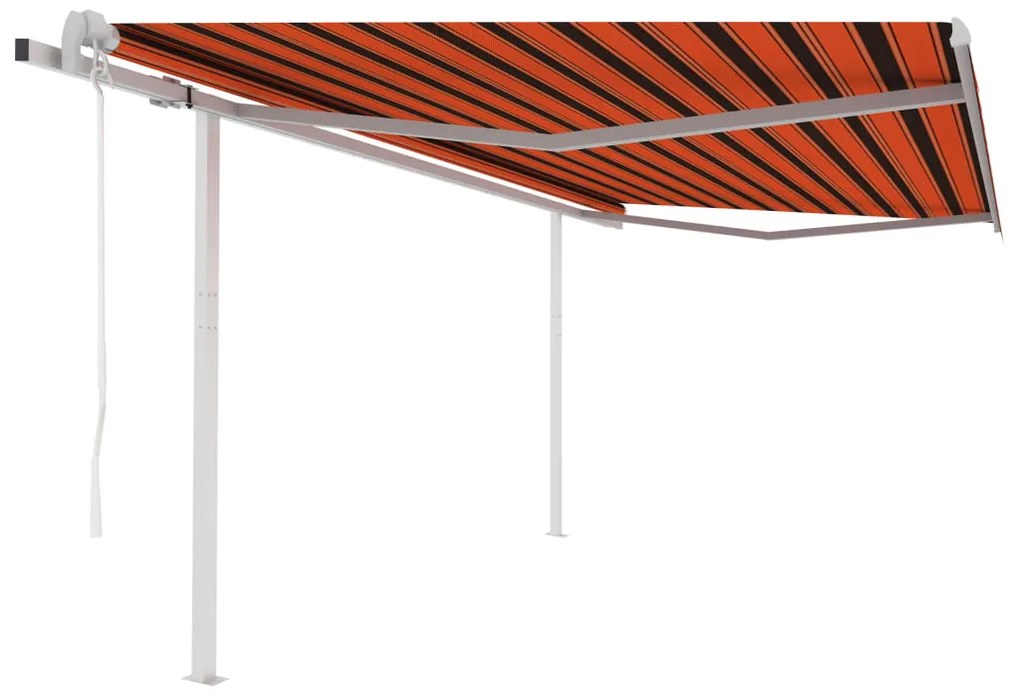 vidaXL Copertină retractabilă automat, stâlpi, portocaliu&amp;maro 4,5x3 m