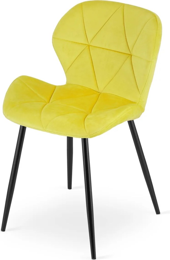 Scaun de masa MANGO VELVET cu picioare negre, galben