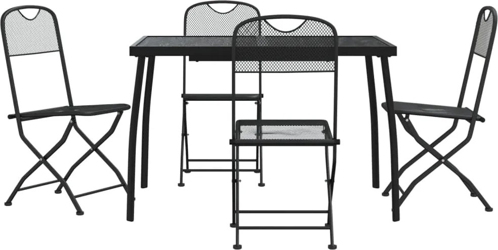 vidaXL Set de masă pentru grădină, 5 piese, plasă metalică antracit