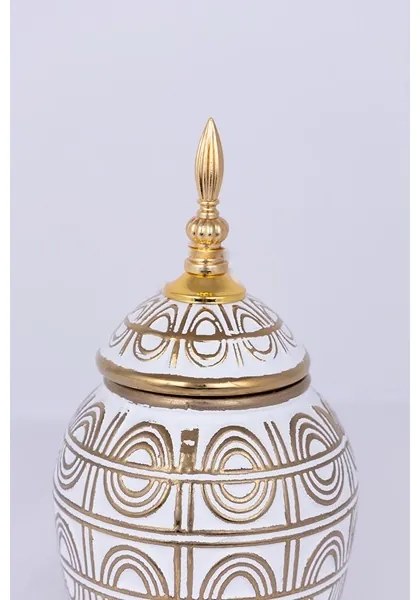Vază ceramică 28x15 cm auriu/alb