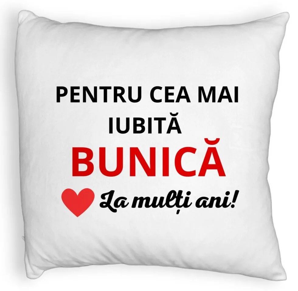 Perna Decorativa Fluffy, pentru Bunica 16, 40x40 cm, Alba, Husa Detasabila, Burduf