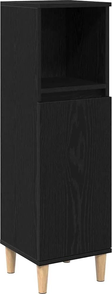 vidaXL Dulap de Baie Stejar Negru 30 x 30 x 100 cm Lemn compozit