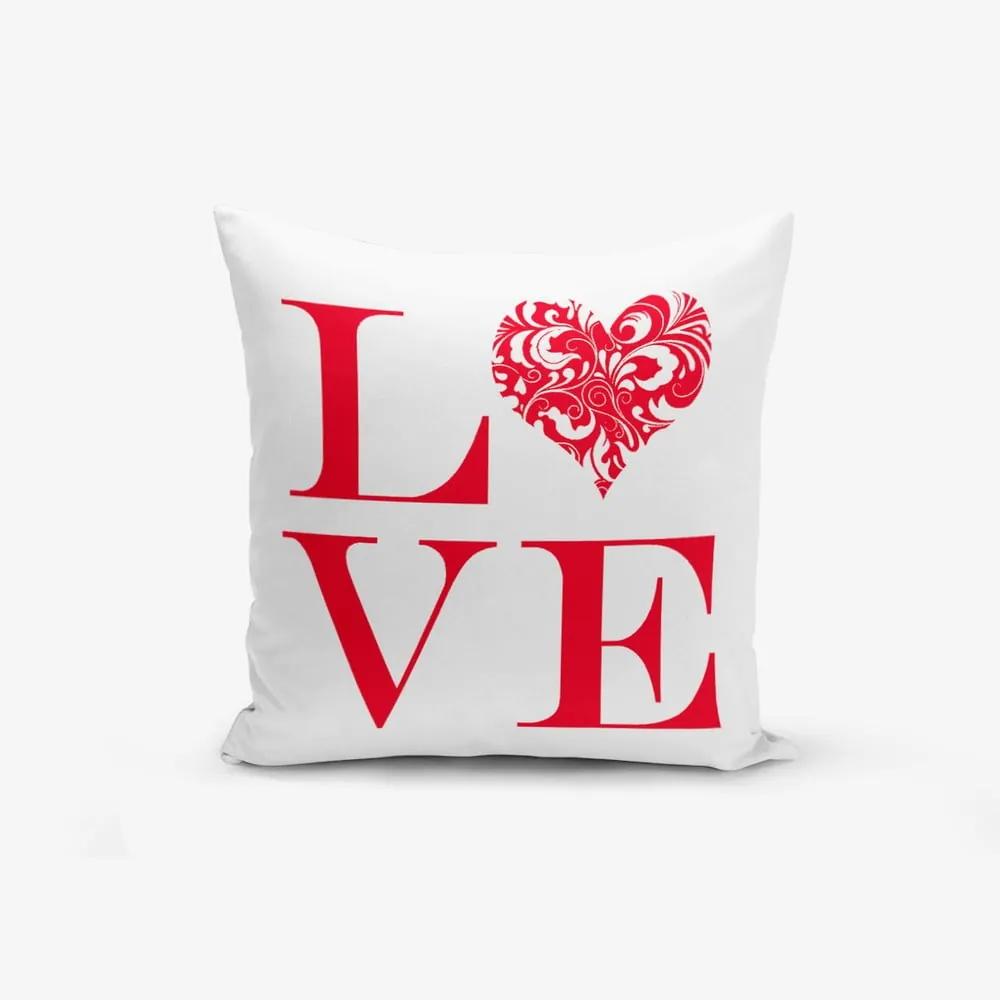 Față de pernă cu amestec din bumbac Minimalist Cushion Covers Love Red, 45 x 45 cm