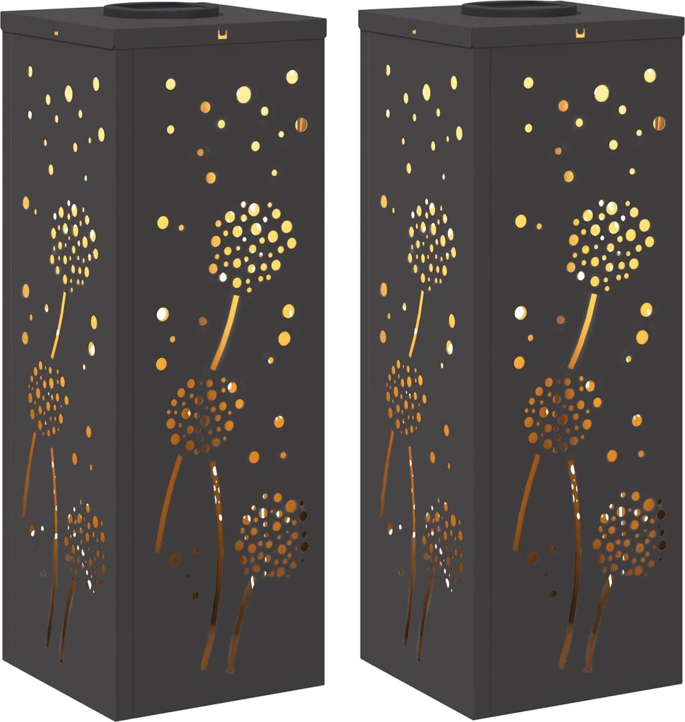 vidaXL Lumină LED Solară pentru Alei 2 pcs Negru Oțel laminat la rece