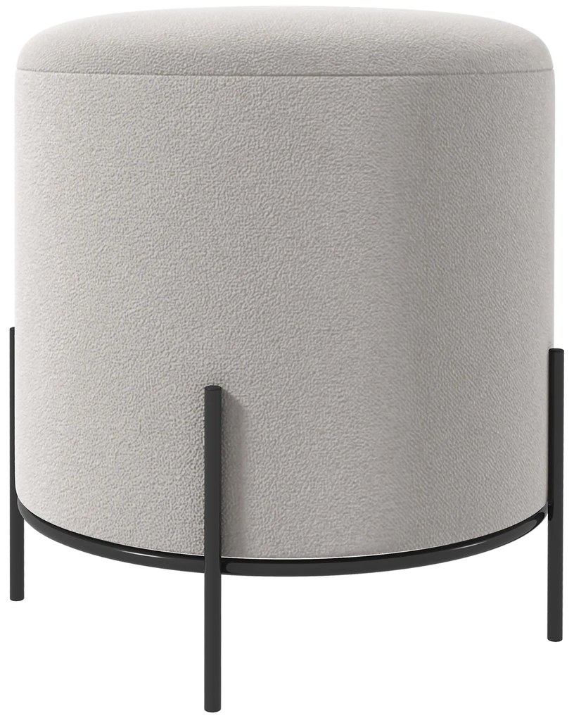 HOMCOM Pouf taburet pouf suport pentru picioare din catifea cu picioare din oțel pentru salon dormitor Ø 35 x 38 cm gri deschis | Aosom Romania