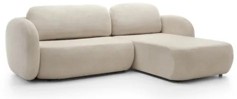 Canapea colțar extensibilă OLBIA, tip L, cu spațiu de depozitare, pe partea dreaptă, bej