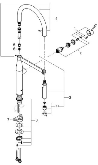 GROHE 30294DA0 - Baterie pentru chiuvetă ESSENCE, finisaj bronz
