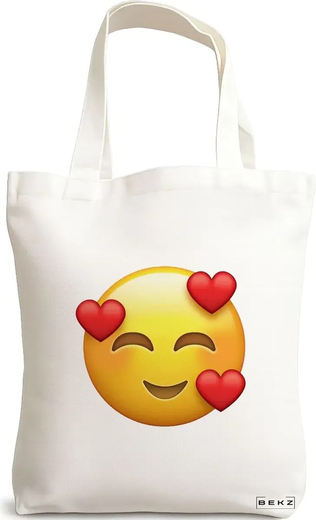 Sacosa de Panza pentru Cumparaturi, Geanta Tote, model In Love, 38x34.5 cm, Alba, BEKZ®