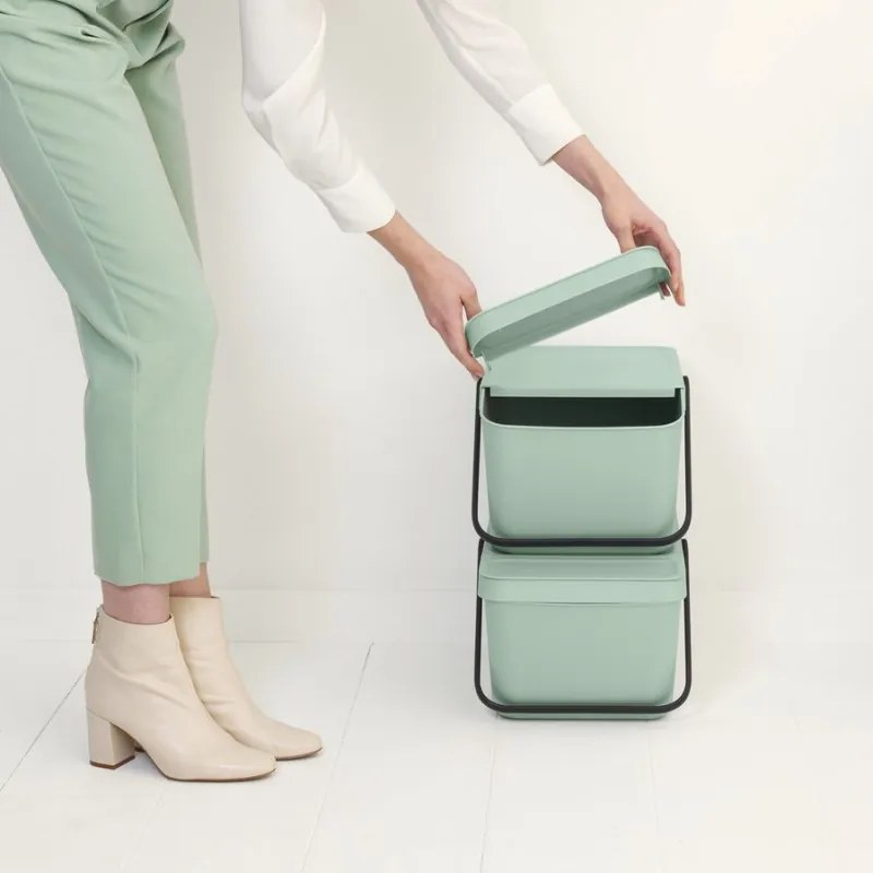 Cos depozitare sau reciclare Brabantia Sort&Go 1006311, 20 L,  22,5x45x28 cm, Stivuibil, Plastic, Verde deschis