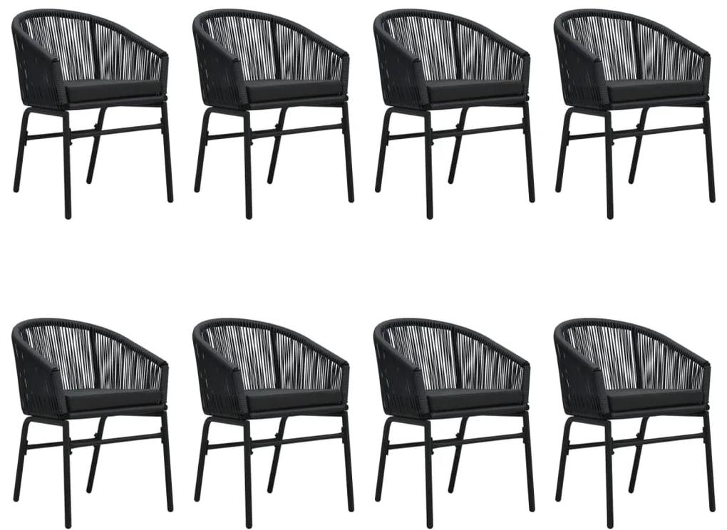 Set mobilier de gradina, 9 piese, negru Negru, Lungime masa 200 cm, 9