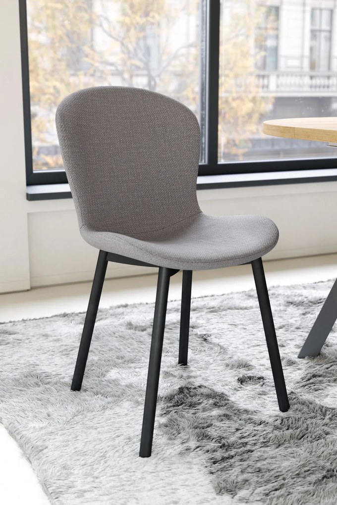 MAZZONI EXPORT FIORA Gri deschis Taupe (material Basel 34) - SCAUN MODERN TAPIȚAT PENTRU SALON/SUFRAGERIE LOFT