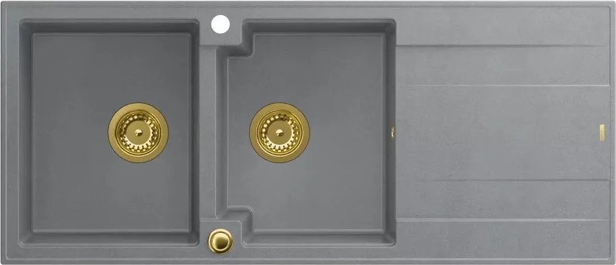 Chiuveta compozit incastrata Quadron Evan 121 gri - auriu 116x50 cm