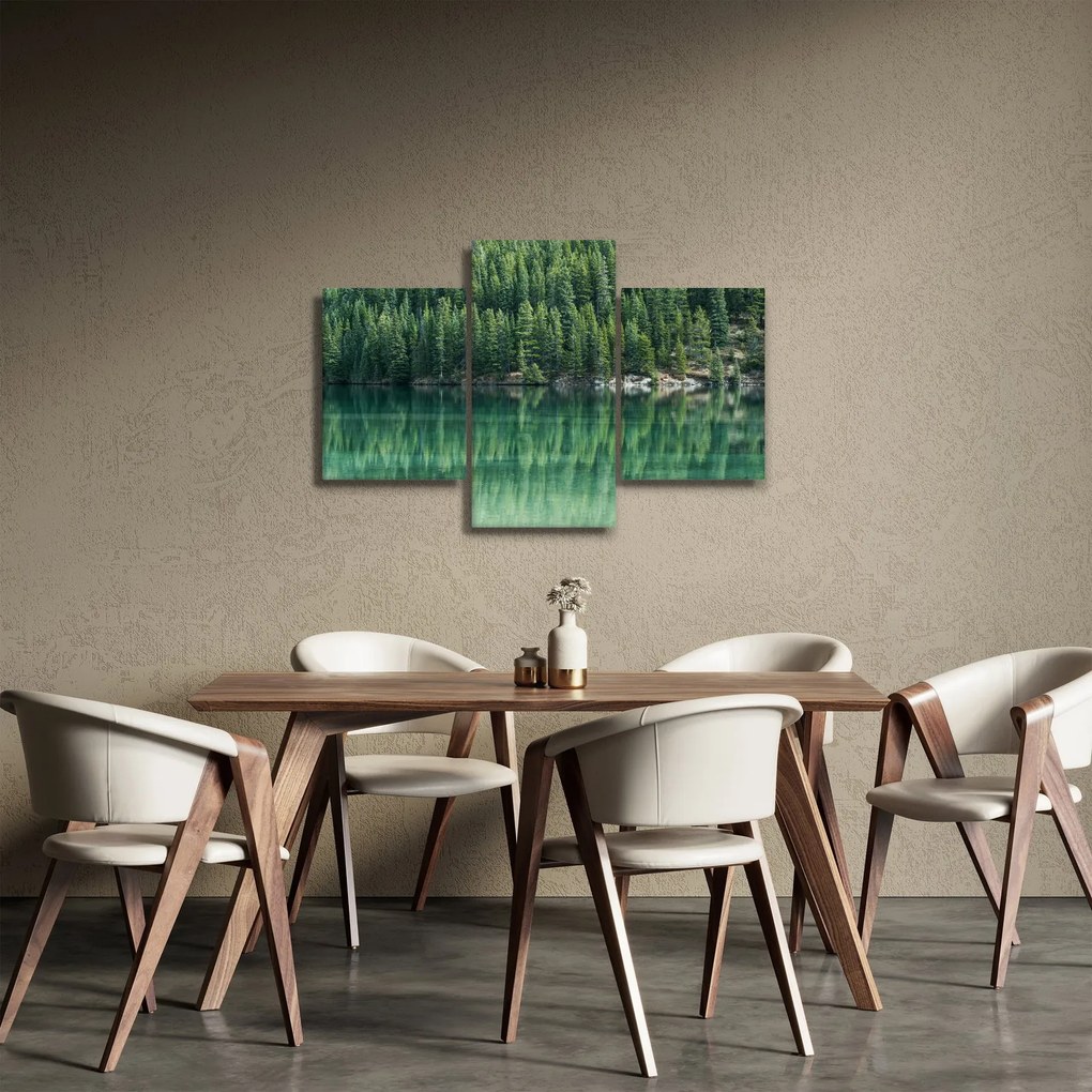 Tablou - Coniferi lângă lac (90x60 cm)