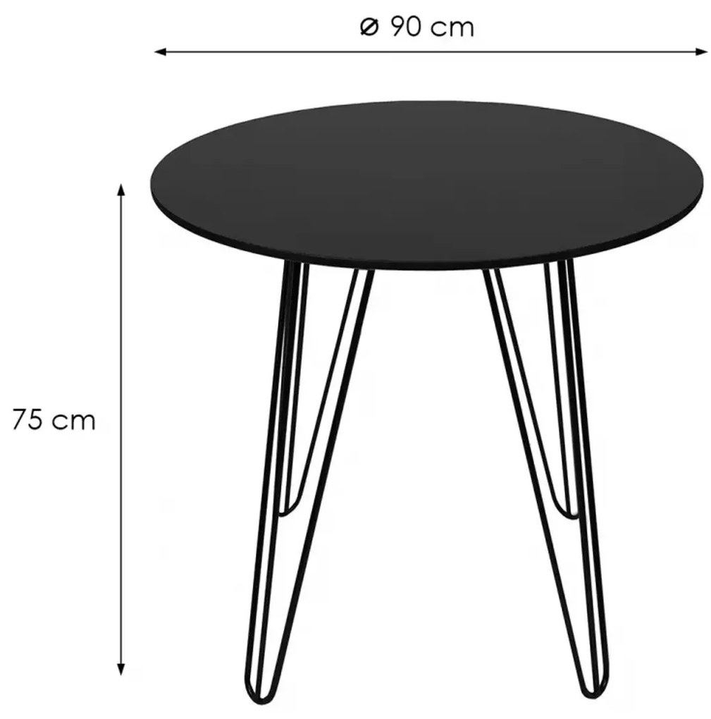 Masa de dining rotunda HARRY 90x90, negru