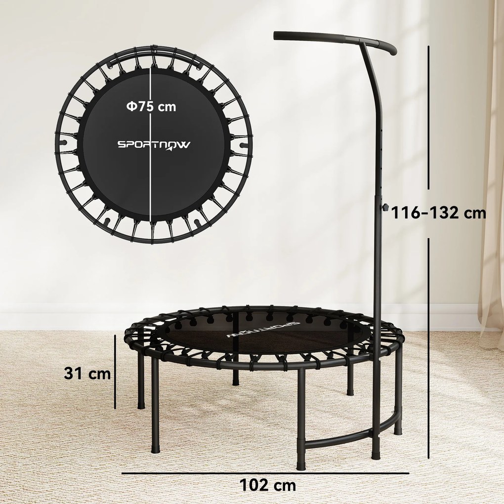 SPORTNOW Trambulină Rebounder, mâner reglabil în 5 trepte, trambulină pentru antrenament, Negru | Aosom Romania