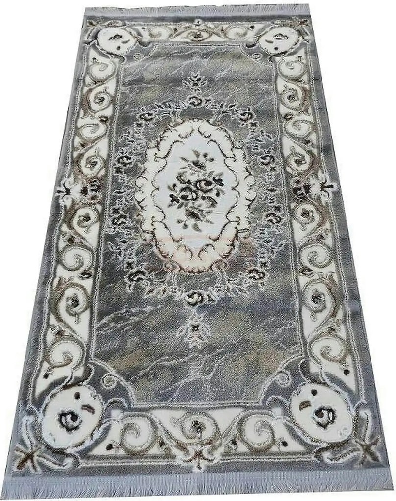 Set 3 covoare BRASOV, 80x600 cm, forma dreptunghiulara, acril, gri/alb