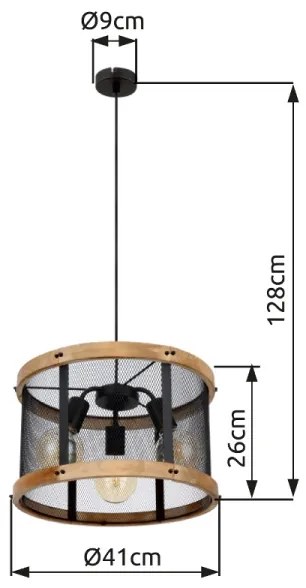 Lustră pe cablu Globo 15661H1 JEANIE 3xE27/40W/230V d. 40 cm
