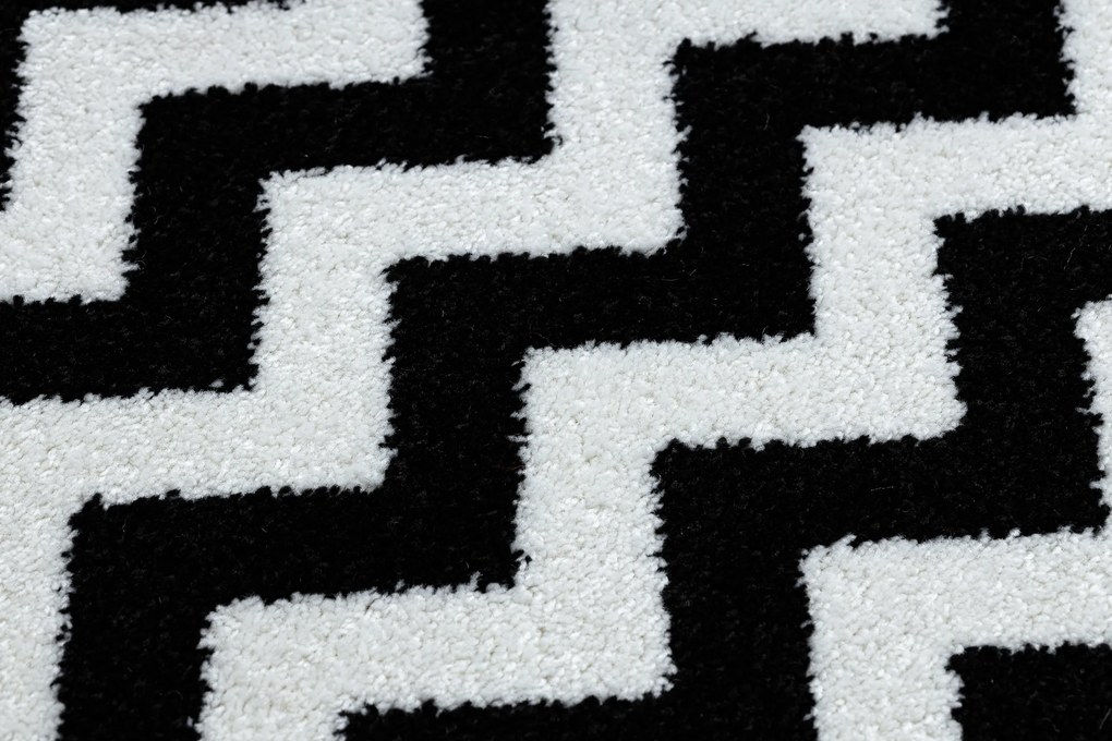 Covor Sketch rotund - F561 negru și alb - Zig Zag