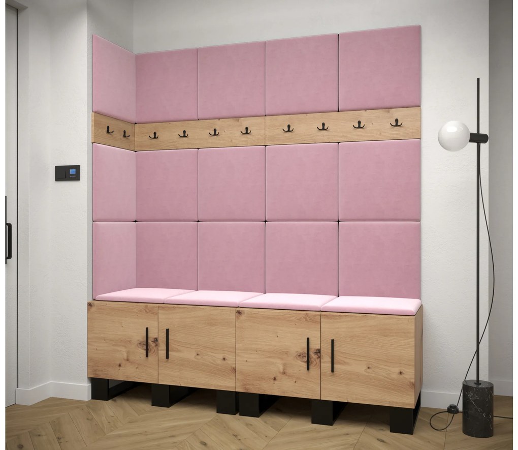 Set mobilier pentru hol Amanda 12 (Stejar artisan + roz). 1085957