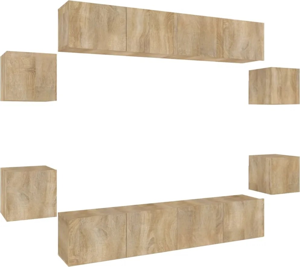 vidaXL Set dulap TV, 8 piese, stejar sonoma, lemn prelucrat