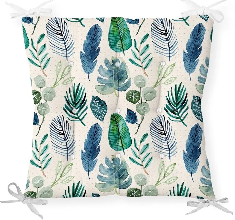 Pernă pentru scaun cu amestec de bumbac Minimalist Cushion Covers Navy Flower, 40 x 40 cm