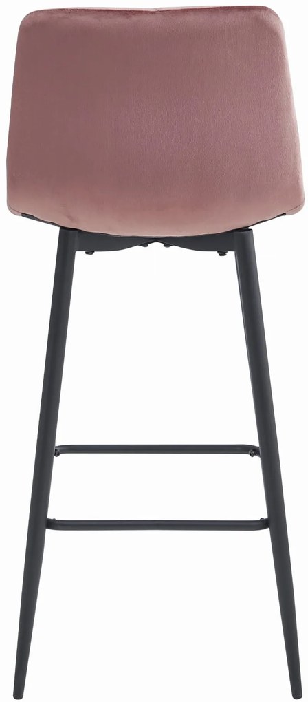 Scaun de bar roz inchis NADO VELVET cu picioare negre