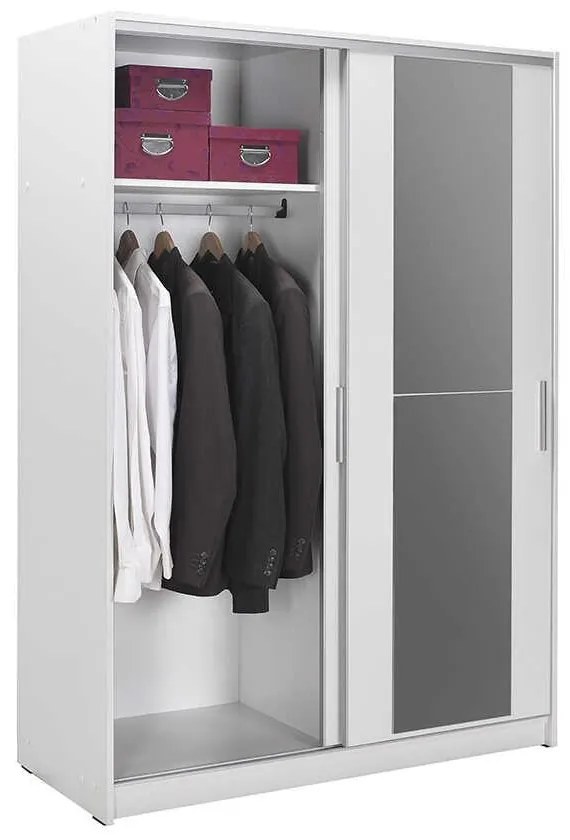 Dulap Haine Adore Elit Mediu , 2 usi glisante cu oglinda, Alb - Lemn Natural, 120 x 182 x 52 cm