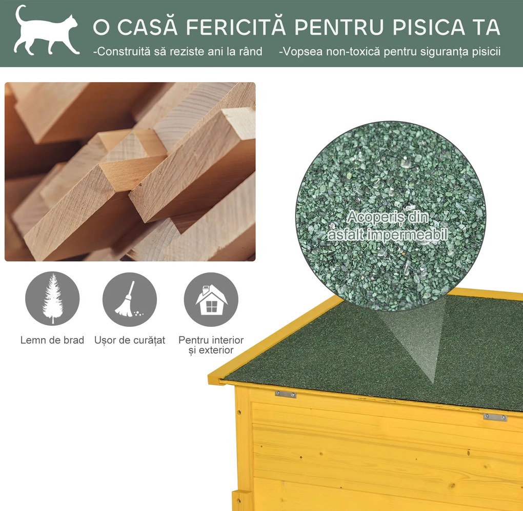 PawHut Cușcă pentru Animale Domestice din Lemn de Brad, 70x51.5x60cm | Aosom Romania