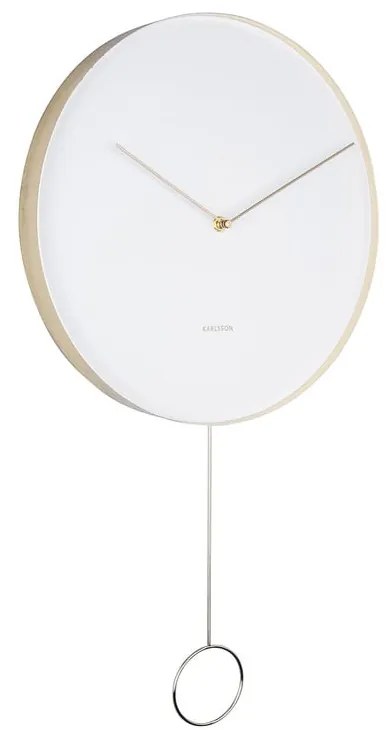 Ceas cu pendul pentru perete Karlsson Pendulum, ø 34 cm, alb